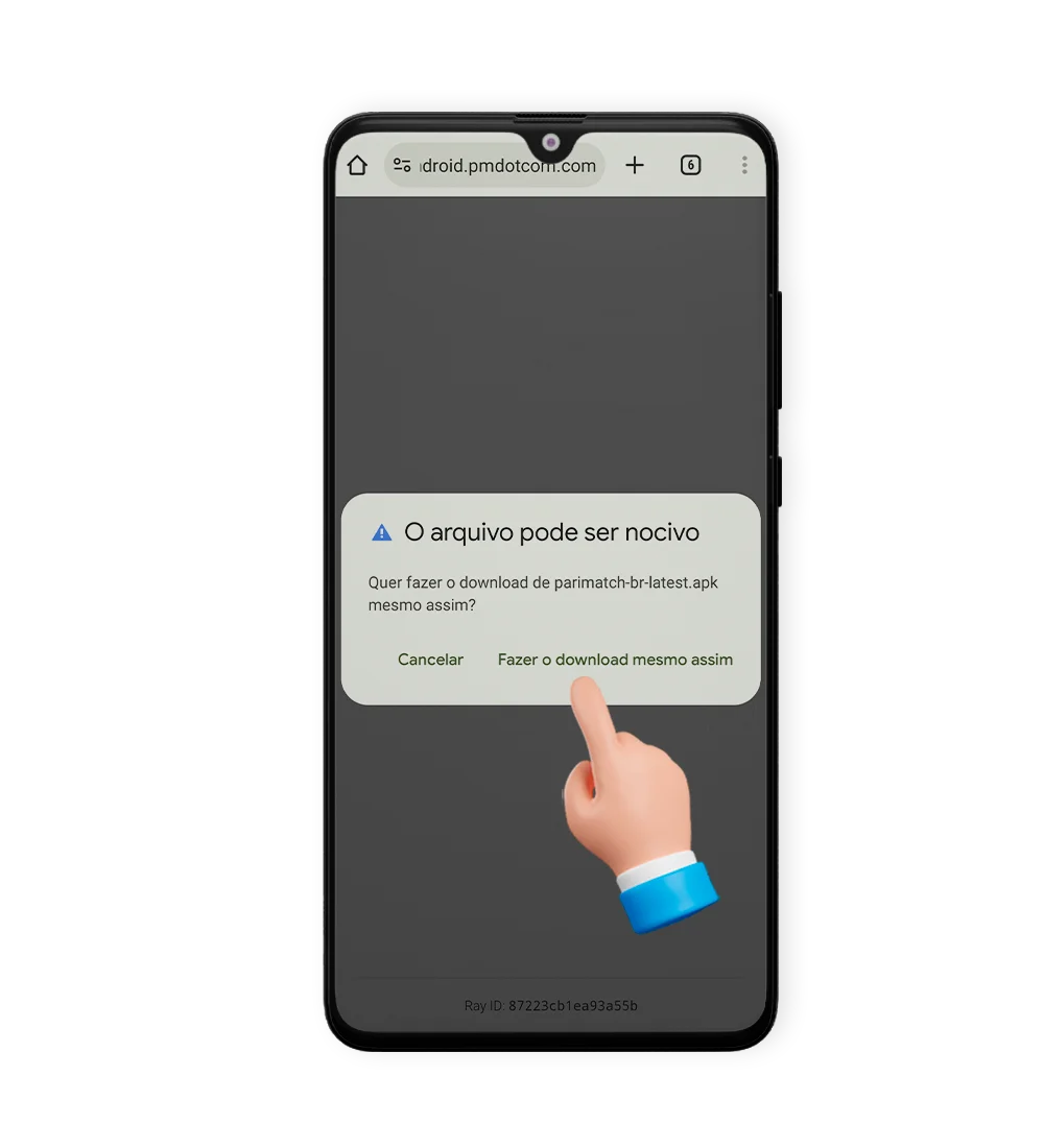 Aceite descarregar a aplicação Parimatch para o seu telemóvel Android, passo 3