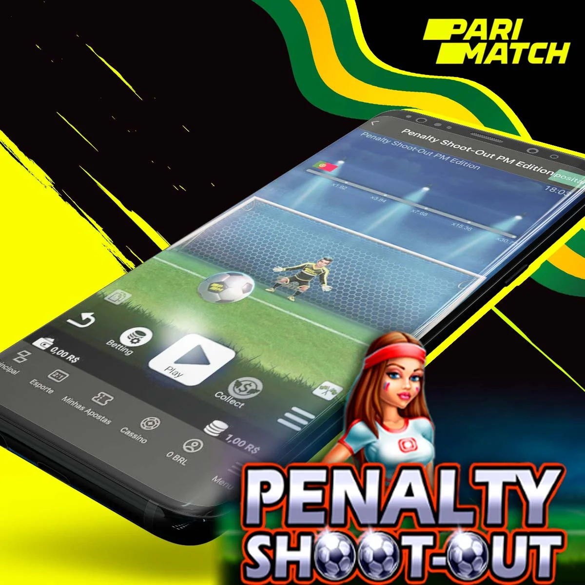 Jogar o Penalty Shoot Out na aplicação Parimatch